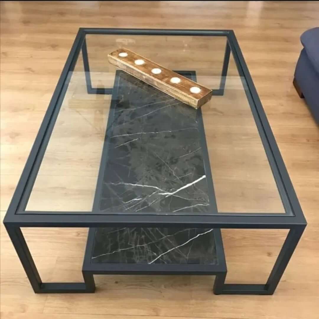 Glass Coffee Table Kenya – Rectangular Black Frame Centre Table - Image 2
