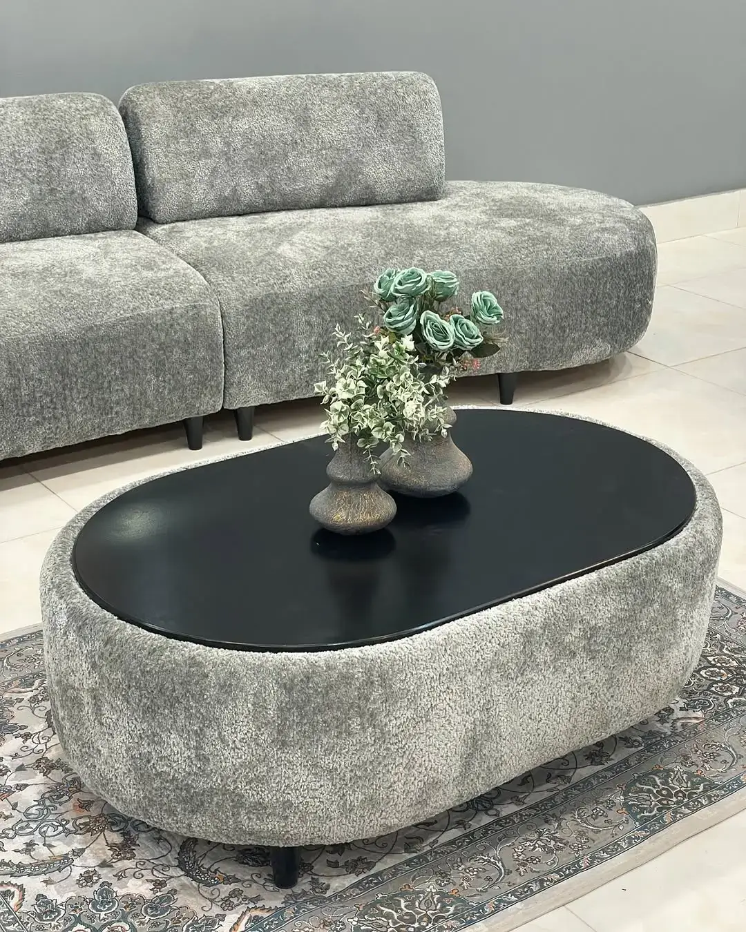 Curved Grey Sectional Sofa Kenya – Textured Lounge Sofa - Image 4