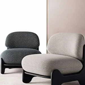 Black accent bench chair with chevron roll arms and angled legs for Kenya interiors