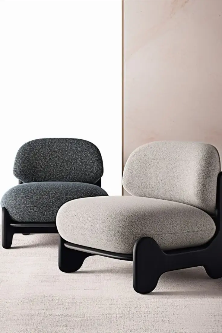 Black accent bench chair with chevron roll arms and angled legs for Kenya interiors