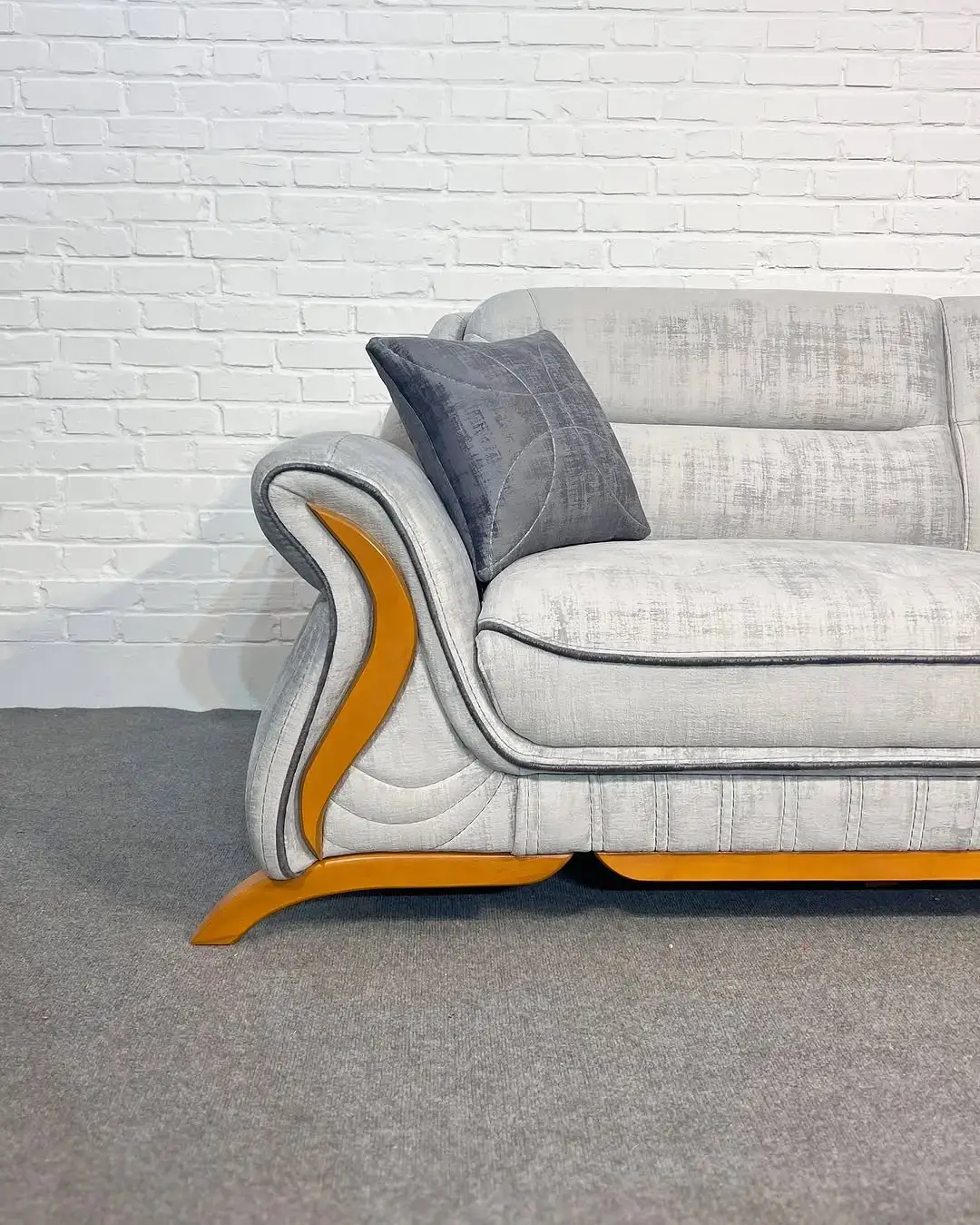 Light Grey Sofa Set Kenya – Modern Wood Accent Living Room Set - Image 2