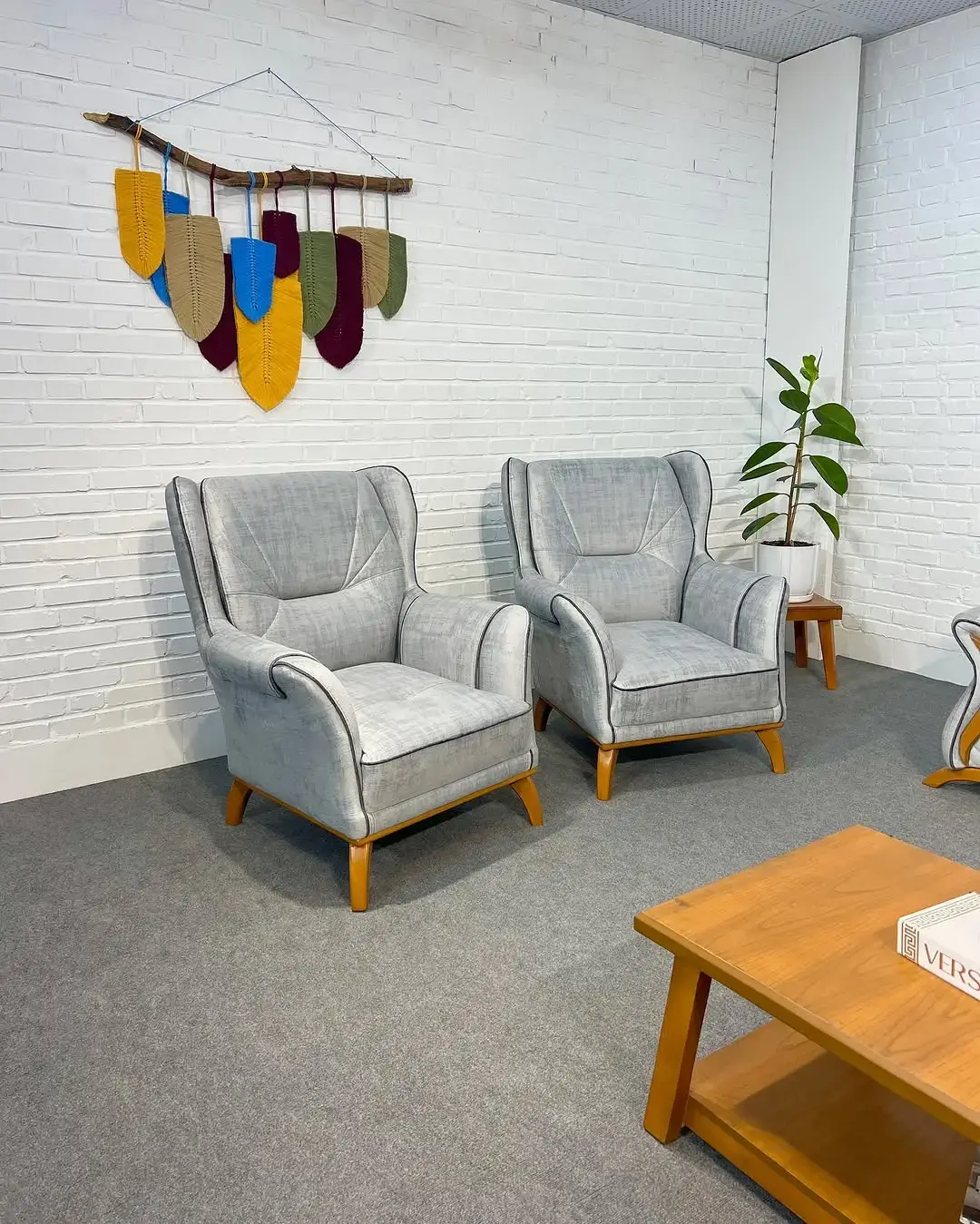 Light Grey Sofa Set Kenya – Modern Wood Accent Living Room Set - Image 3