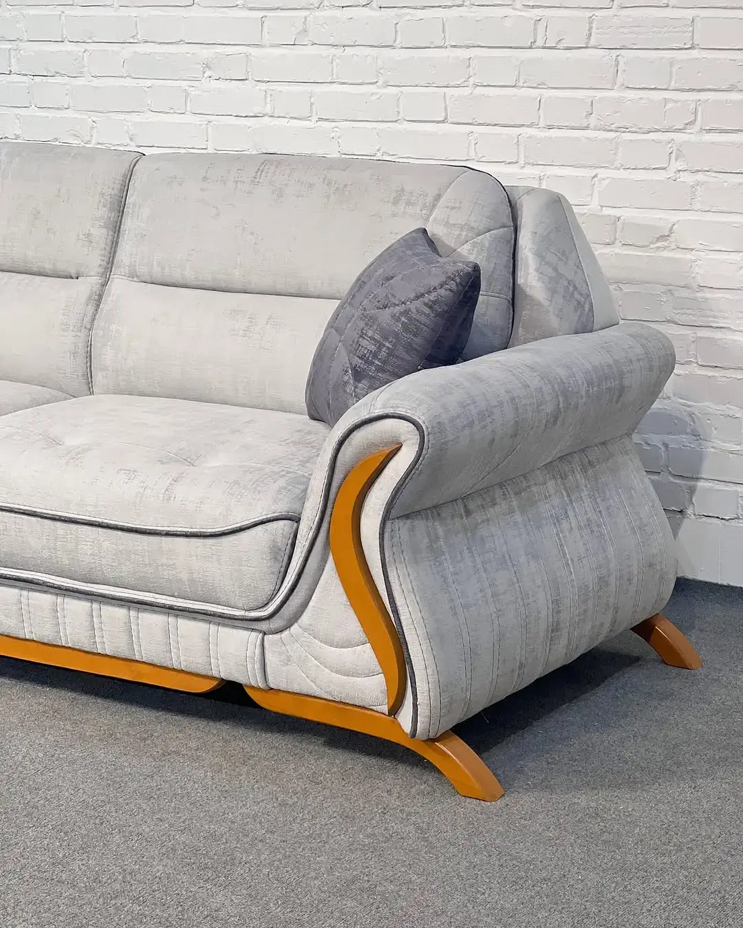 Light Grey Sofa Set Kenya – Modern Wood Accent Living Room Set - Image 4