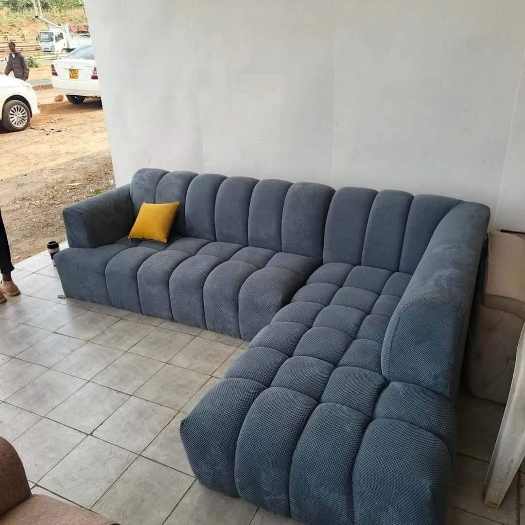 Tufted L Shape Sofa Kenya – Rust Orange Modular Sectional Sofa - Image 2