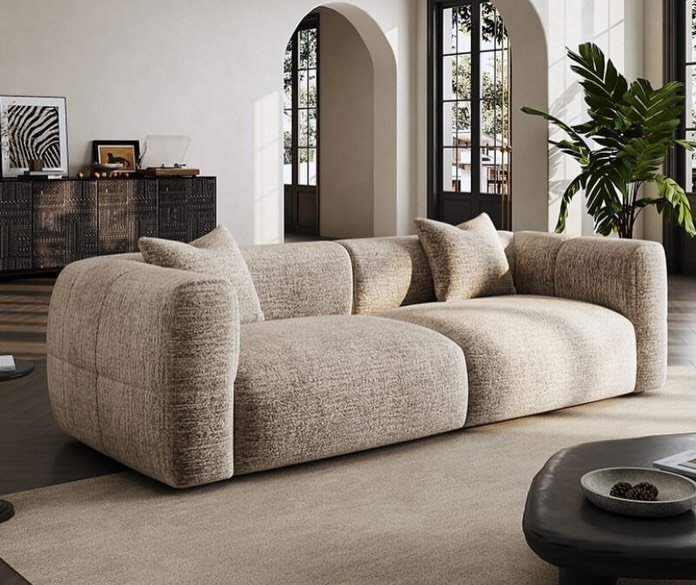 Cream Rolled Arm Sofa Kenya – Modern Textured Lounge Sofa - Image 2
