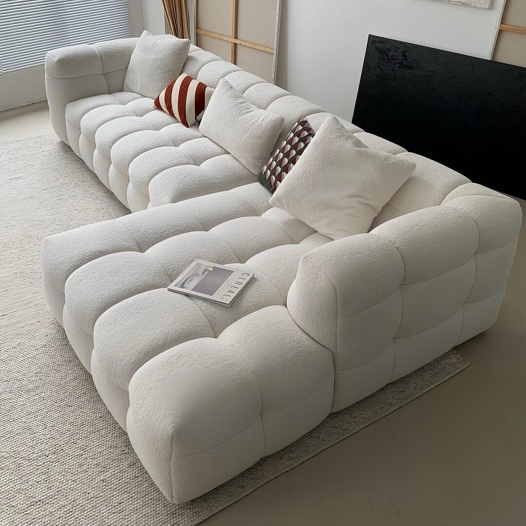Tufted L Shape Sofa Kenya – Rust Orange Modular Sectional Sofa - Image 3