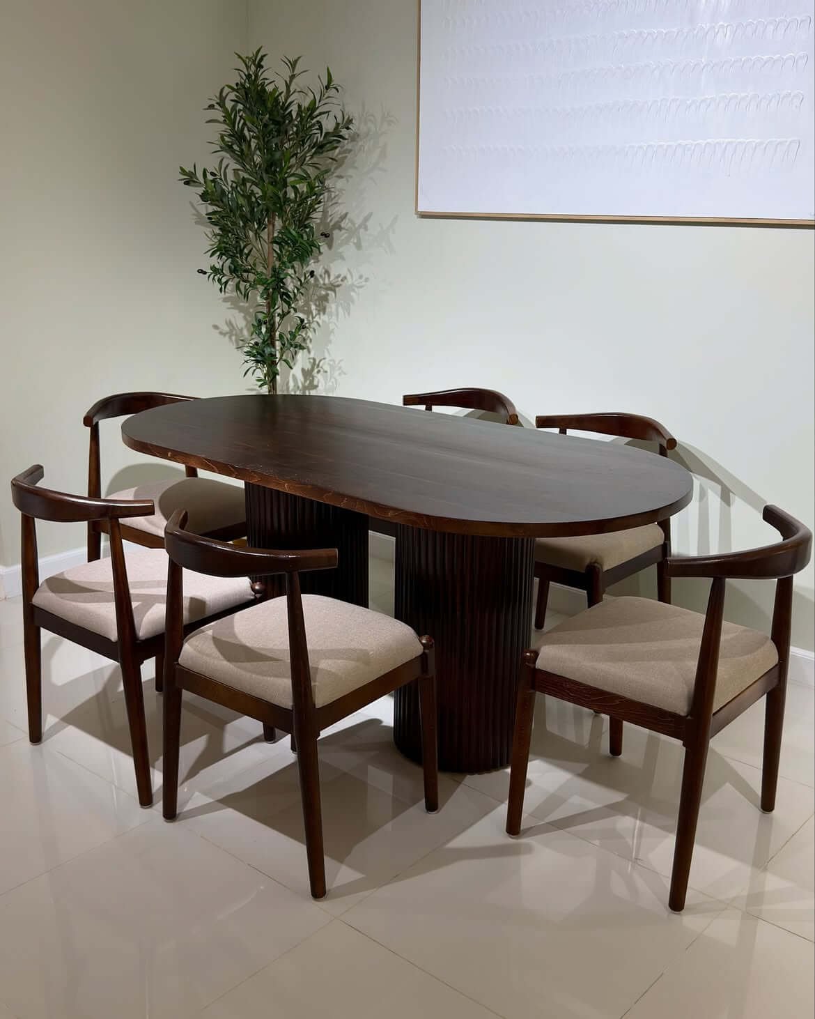 Celine Dark Wood Oval 6 Seater Dining Set Kenya - Image 7