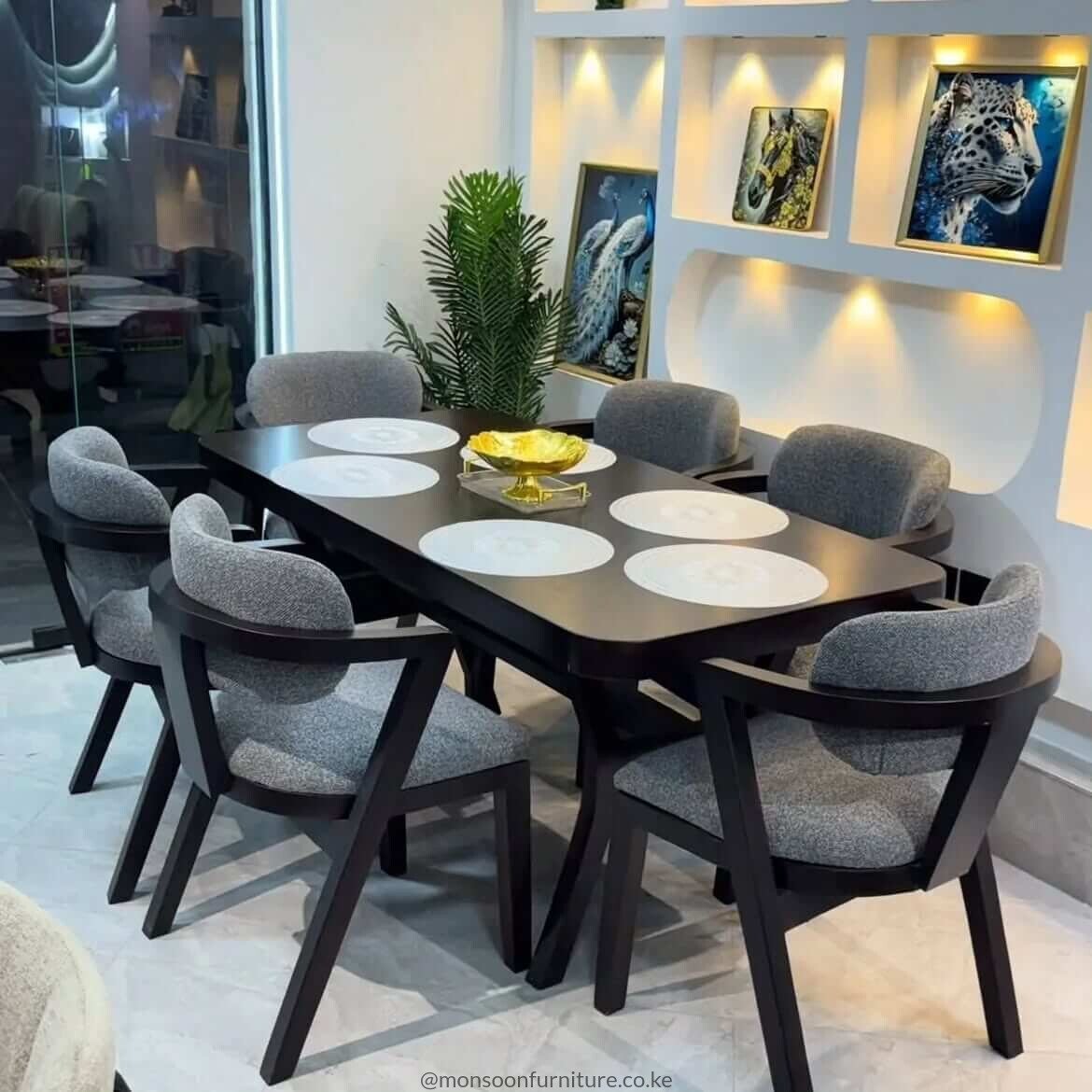 Charcoal Curved 6 Seater Dining Set Kenya - Image 3
