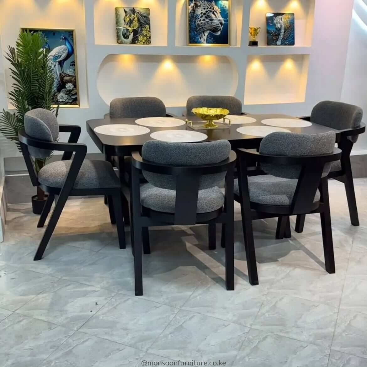 Charcoal Curved 6 Seater Dining Set Kenya - Image 2