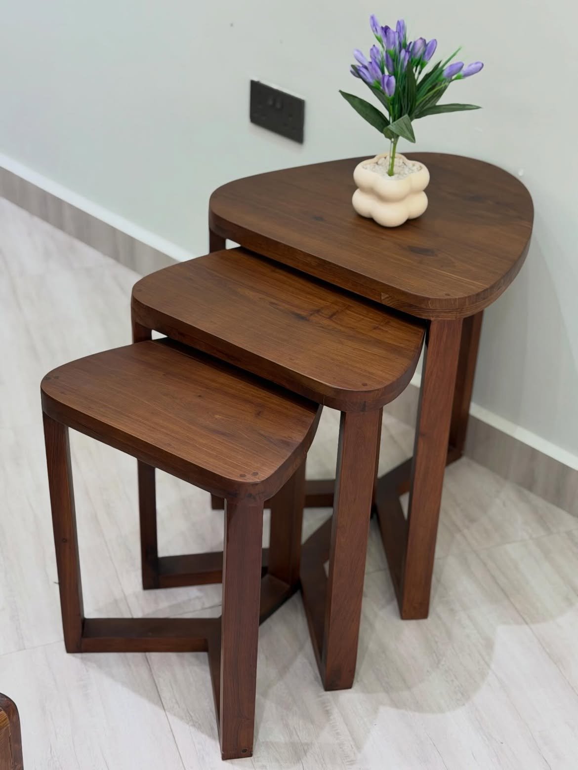 Brown 3 Piece Nesting Coffee Table Set Kenya with warm wood-look finish – living room coffee table Nairobi
