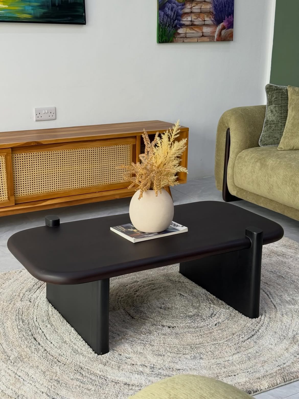 Matte Black Rounded Coffee Table Kenya – Sculptural with for another storage-focused option – living room coffee table Nairobi