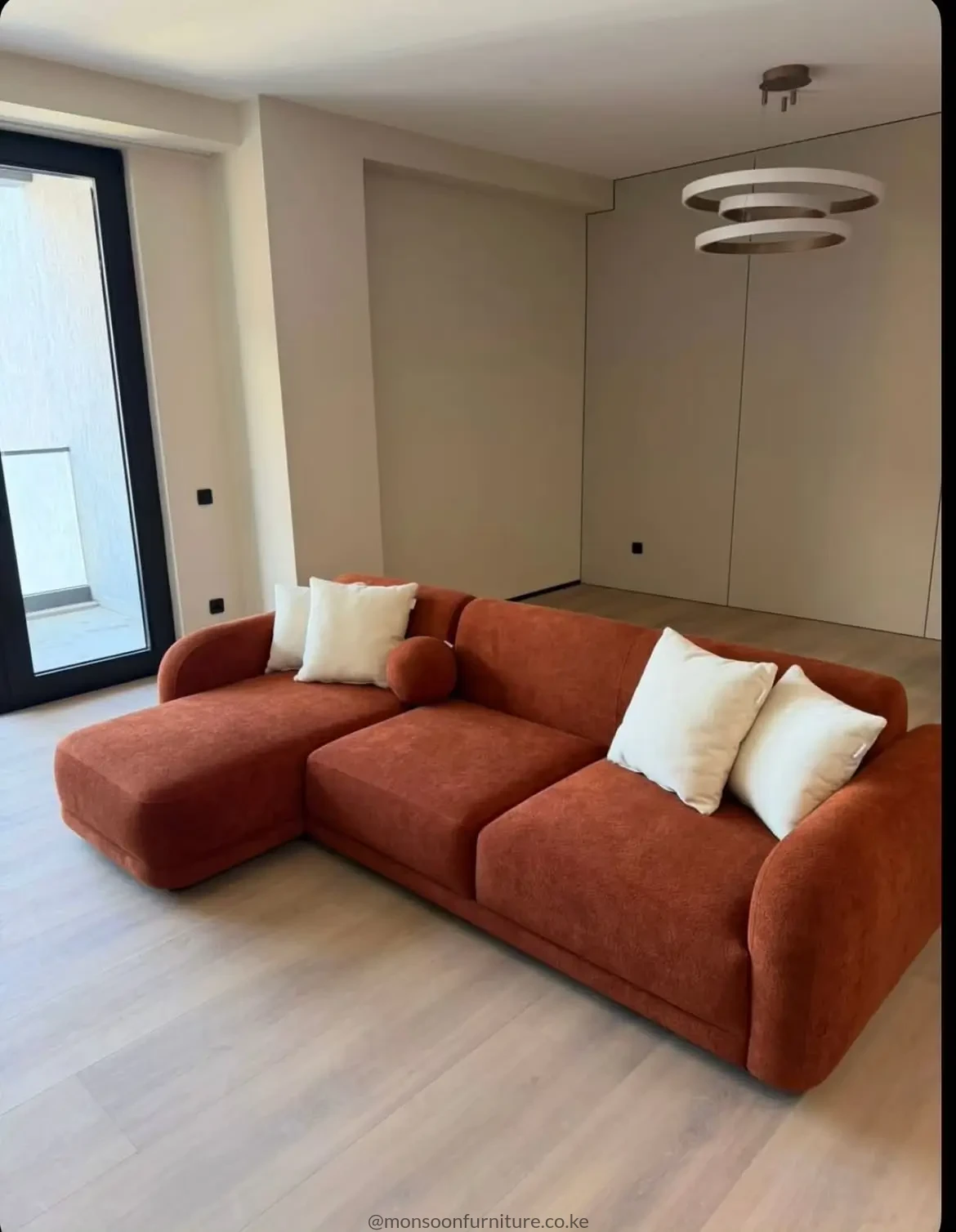 Terracotta Curved Modular L Shape Sofa - Image 2
