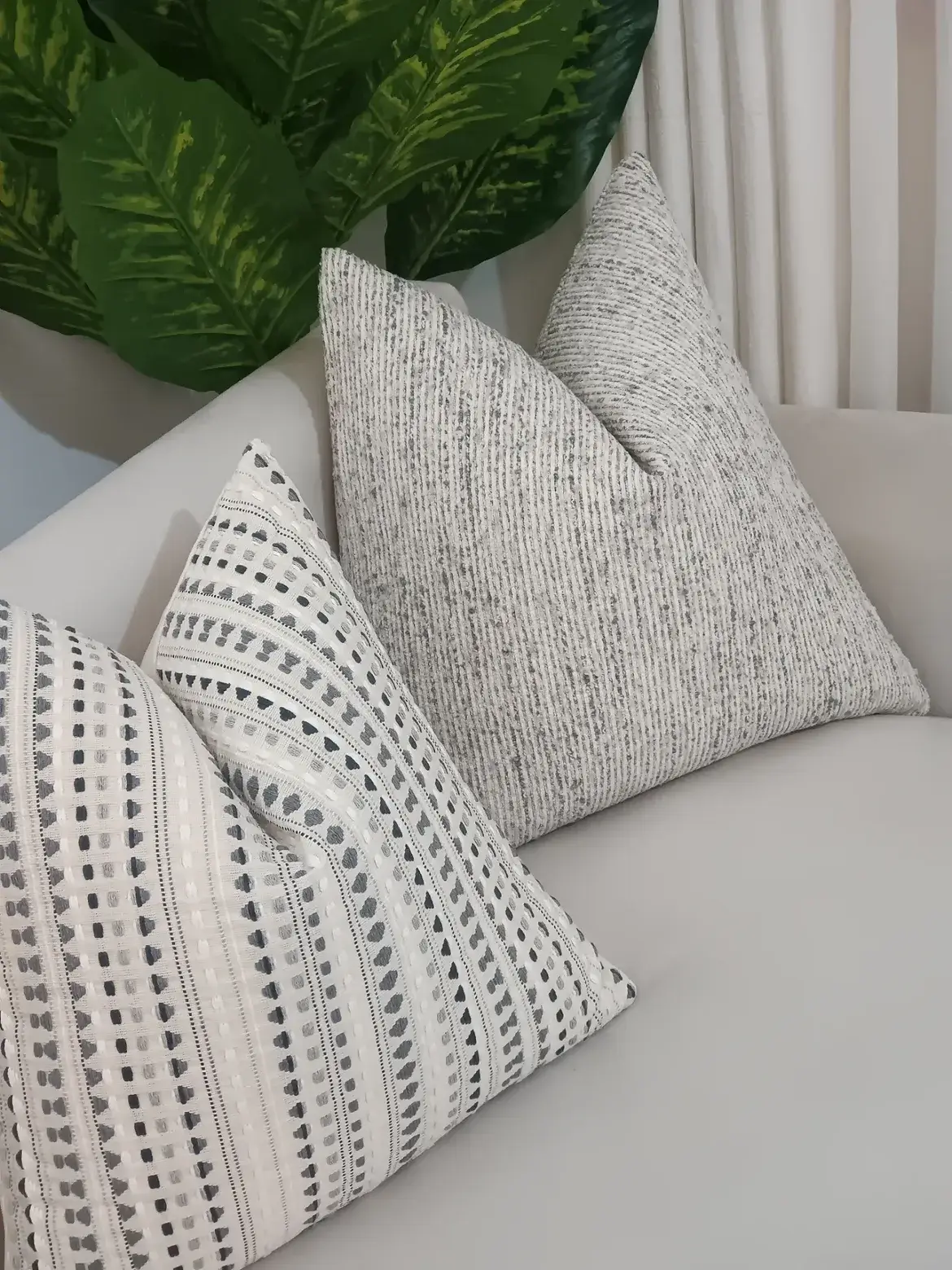 Ivory Woven Geometric Throw Pillow Set Nairobi - Image 6