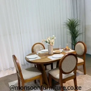 Walnut 4 seater oval dining set with upholstered chairs in Kenya