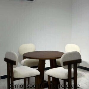 Walnut round 4 seater pedestal dining set with upholstered chairs in Kenya