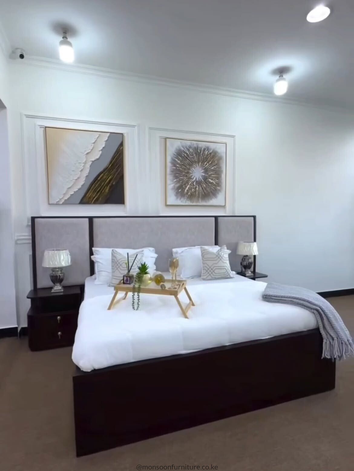 Walnut Upholstered 5×6 Platform Bed Kenya - Image 2