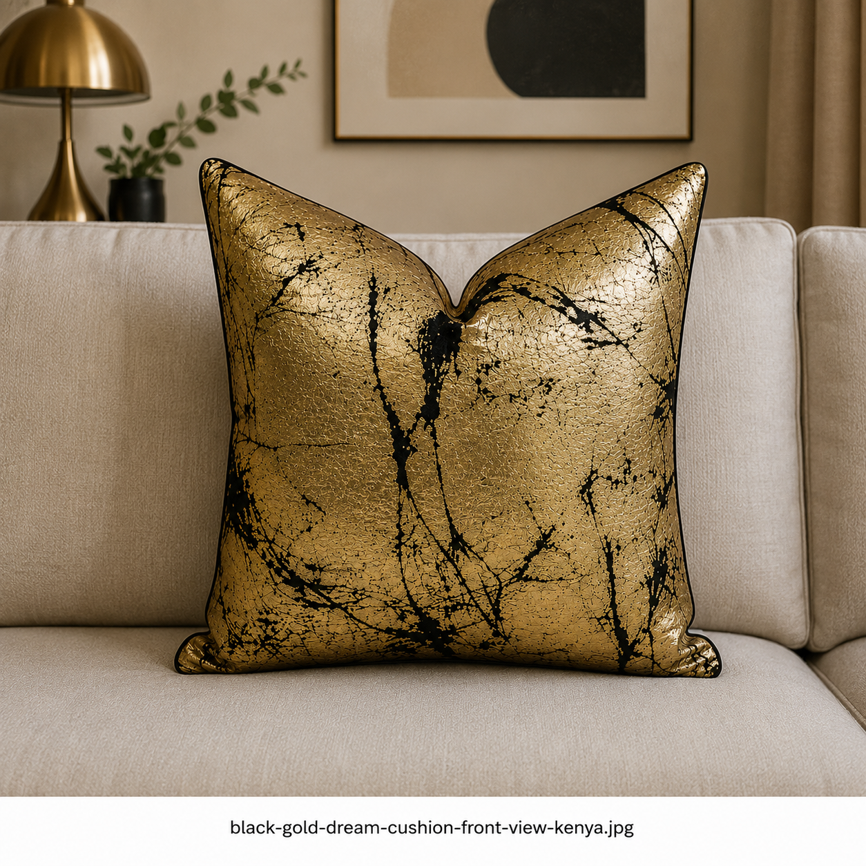 Black Gold Sheen Throw Pillow Kenya - Image 3