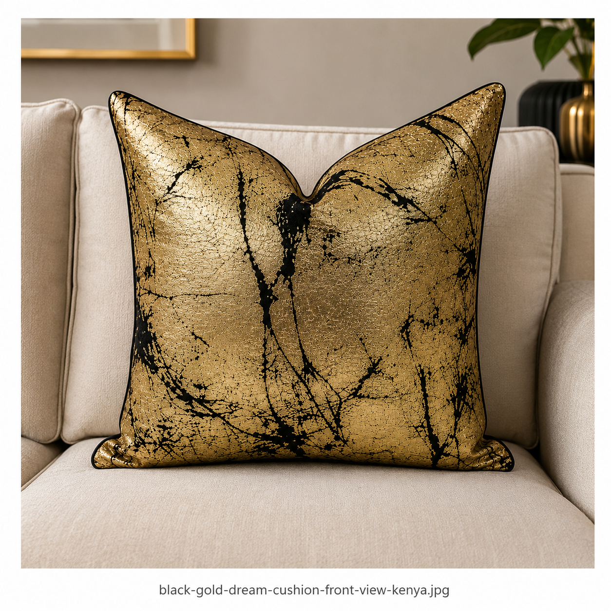 Black Gold Sheen Throw Pillow Kenya