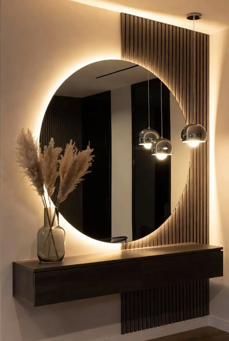 Set of decorative panel mirrors arranged as a gallery wall in a Kenyan living room