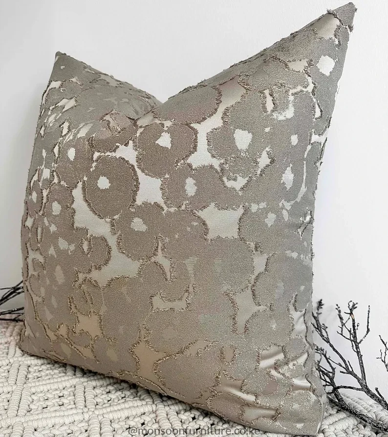 Taupe Gold Boucle Accent Cushion Kenya - Image 3
