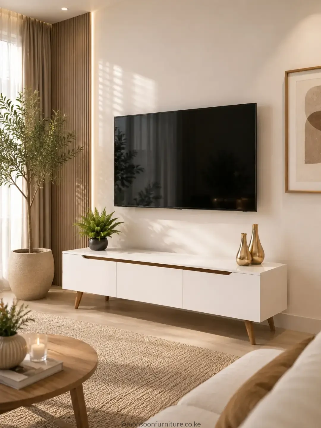 160cm MDF TV Console with Three-Panel Front | Kenya - Image 3