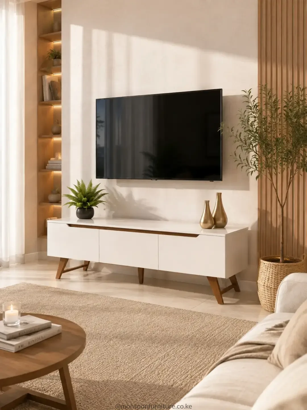 160cm MDF TV Console with Three-Panel Front | Kenya - Image 2