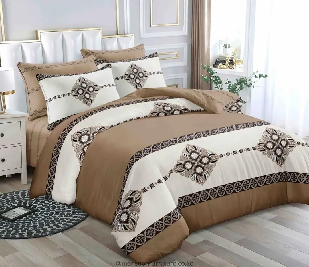 5×6 Dark Grey Leaf-Print Binded Duvet Set Kenya - Image 2
