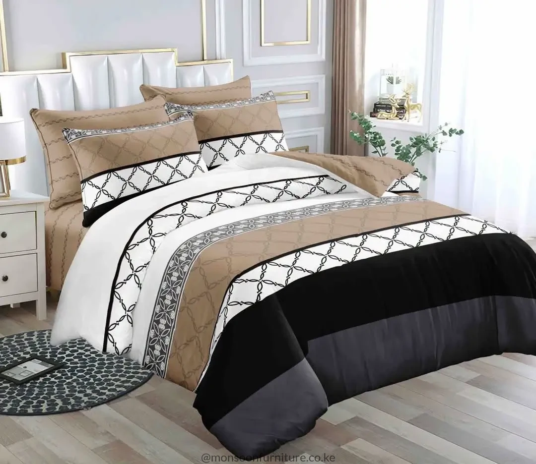 5×6 Dark Grey Leaf-Print Binded Duvet Set Kenya - Image 3