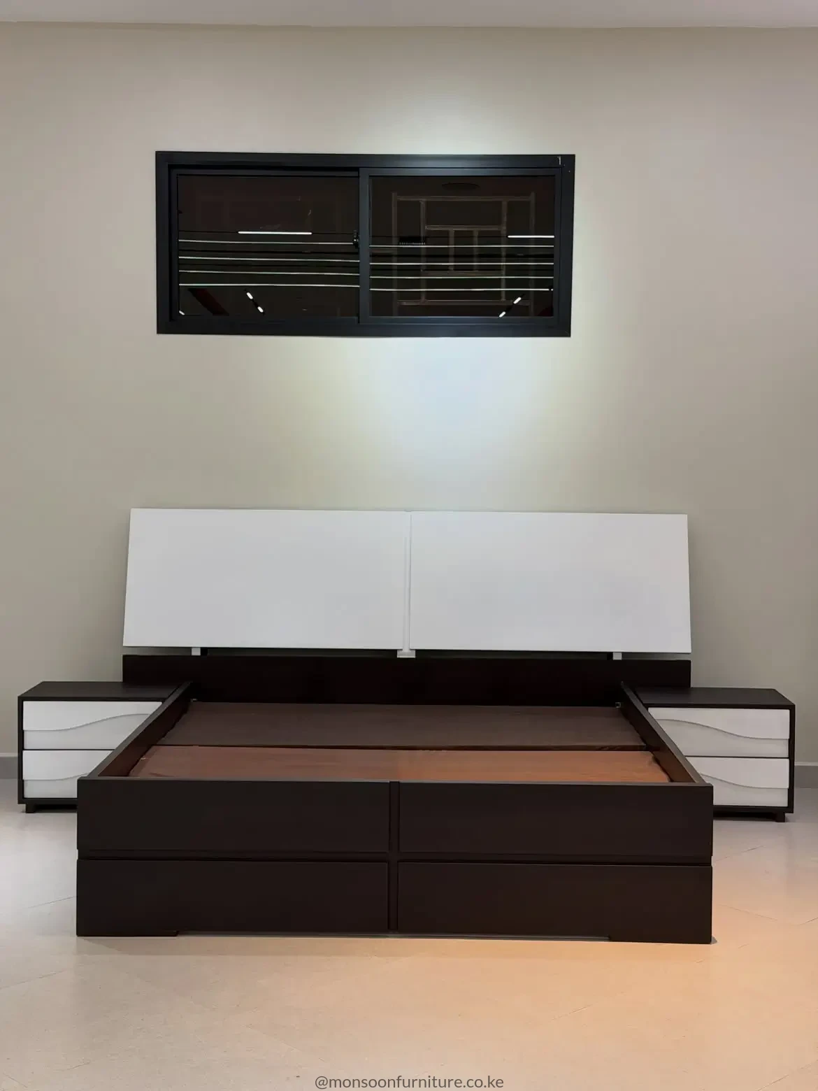 6×6 Rose Panel Bed Kenya – Brown & White Design - Image 3