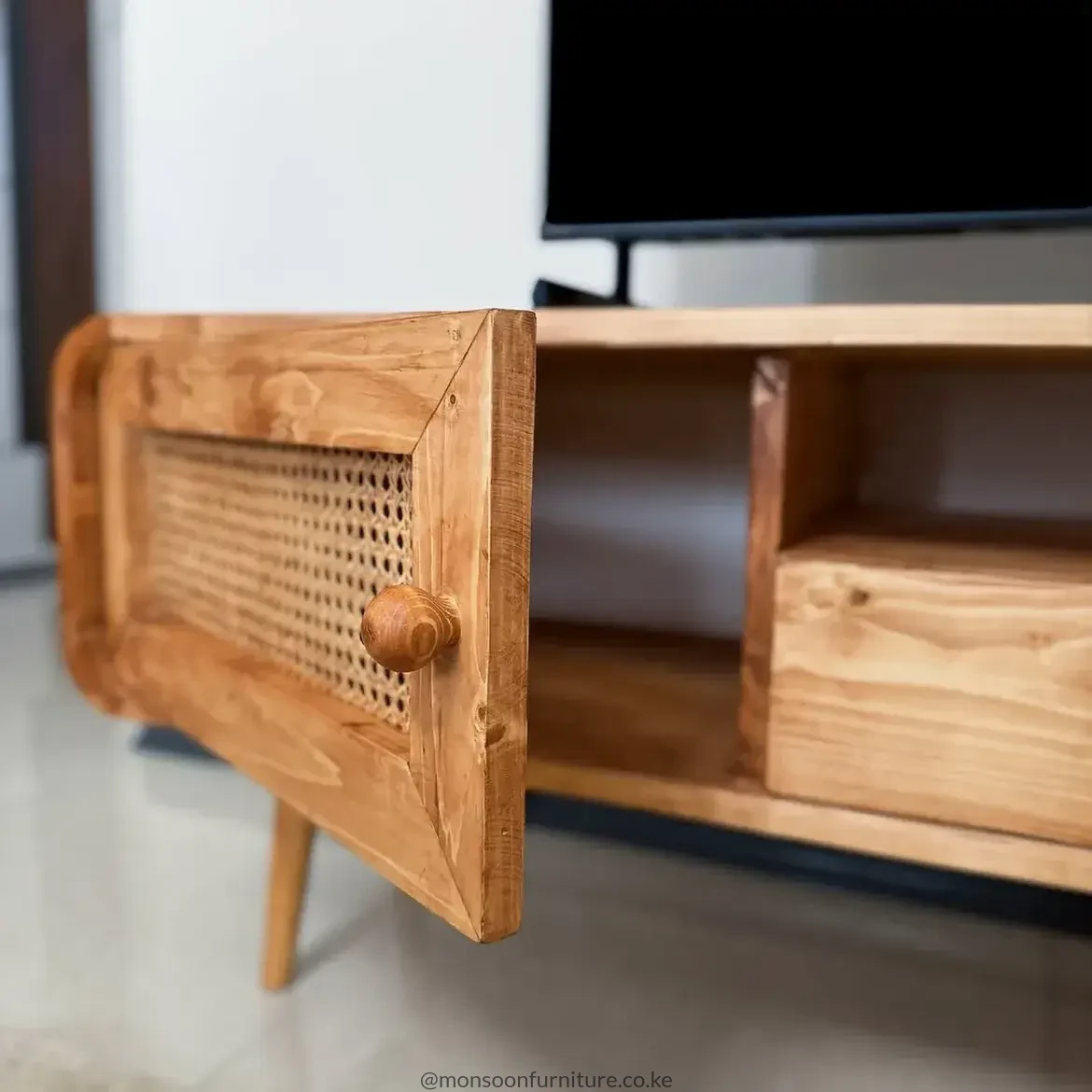 AnJulie Solid Wood TV Console Kenya – Woven Doors - Image 2