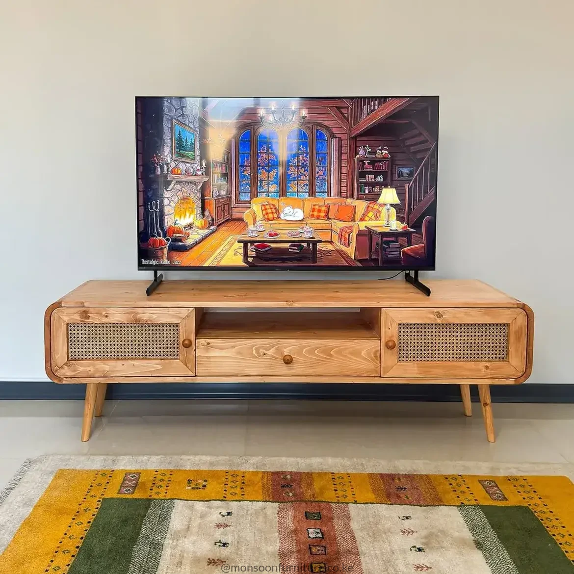AnJulie Solid Wood TV Console Kenya – Woven Doors - Image 3