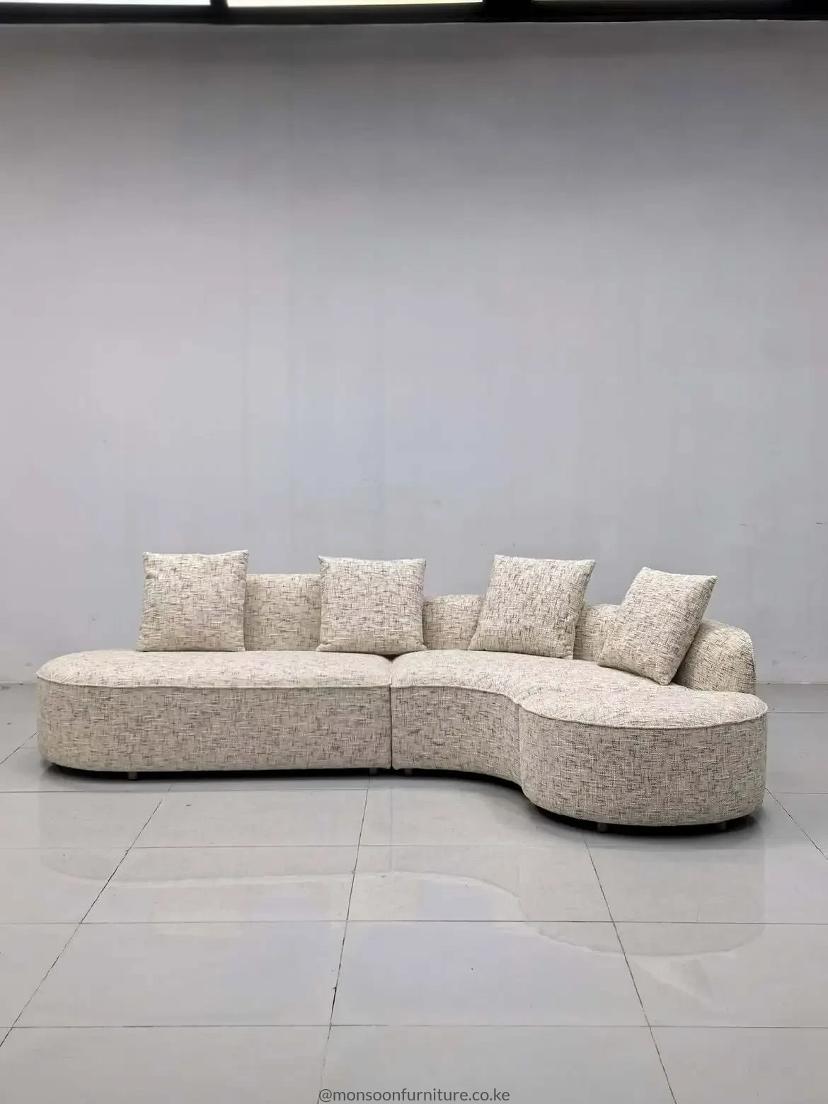 Beige Modular Sectional Sofa with Rounded End | Kenya - Image 3