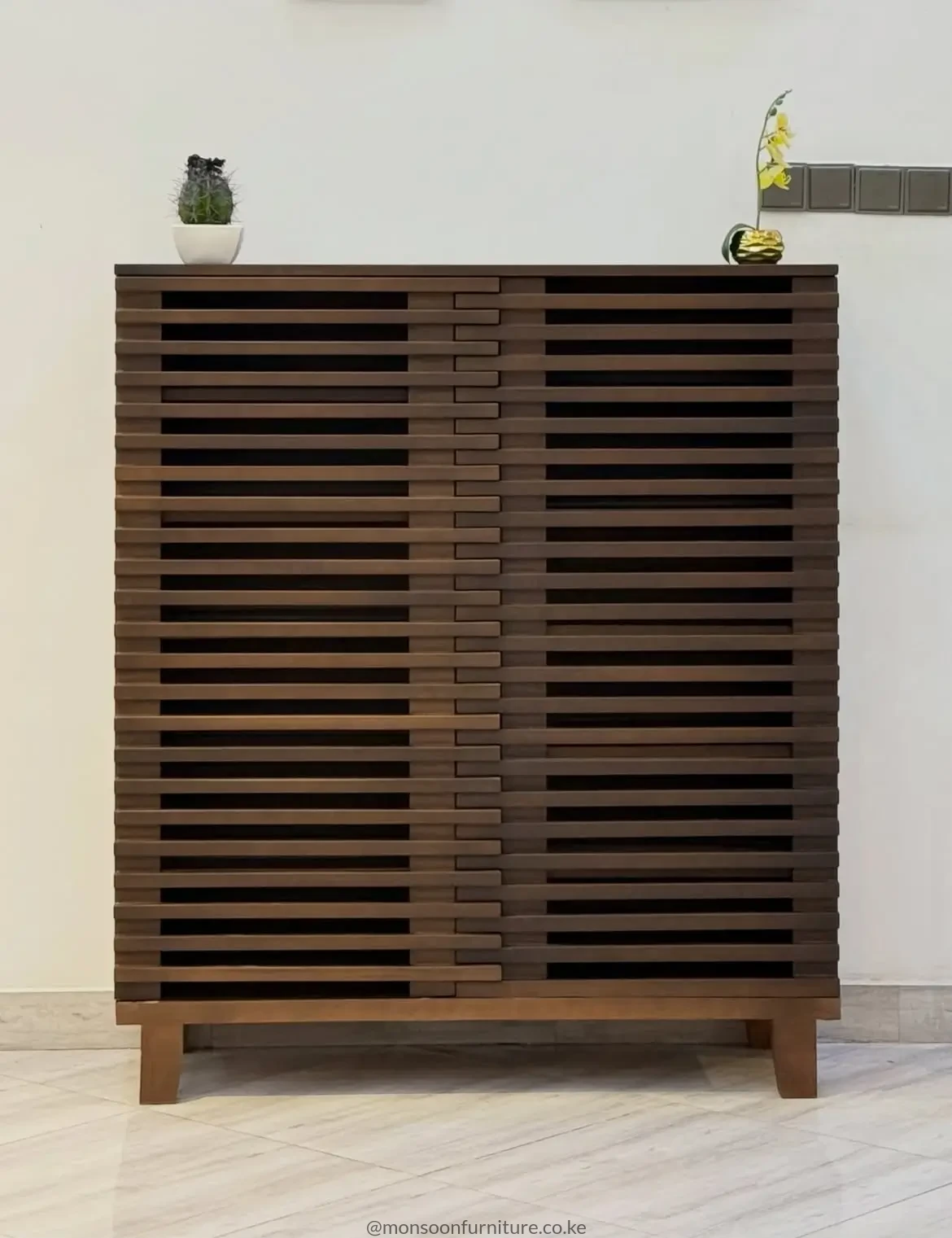 Brown Slatted Shoe Cabinet Kenya - Image 2