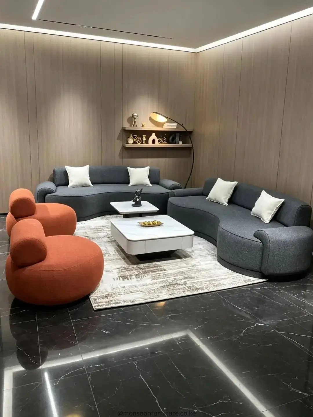 Charcoal Curved 3-1-1 Sofa Set Kenya - Image 2