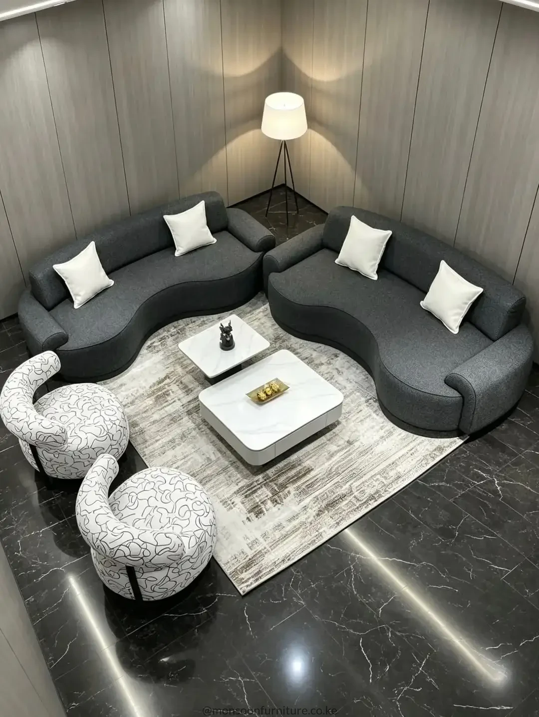 Charcoal Curved 3-1-1 Sofa Set Kenya - Image 3