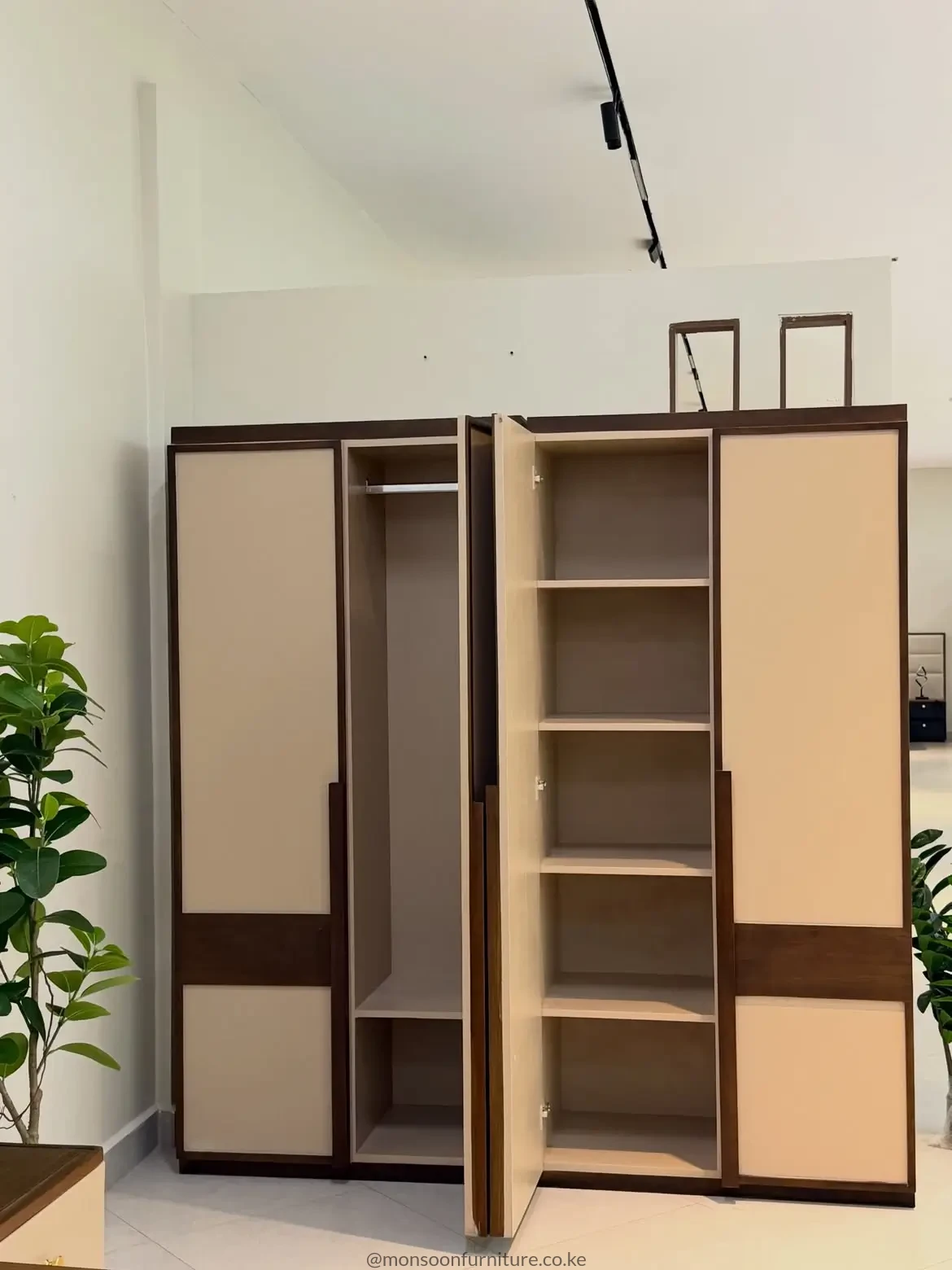 Cream 4-Door Wardrobe with Shelves Kenya - Image 3