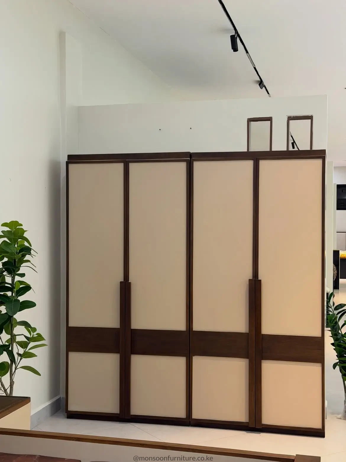 Cream 4-Door Wardrobe with Shelves Kenya - Image 2