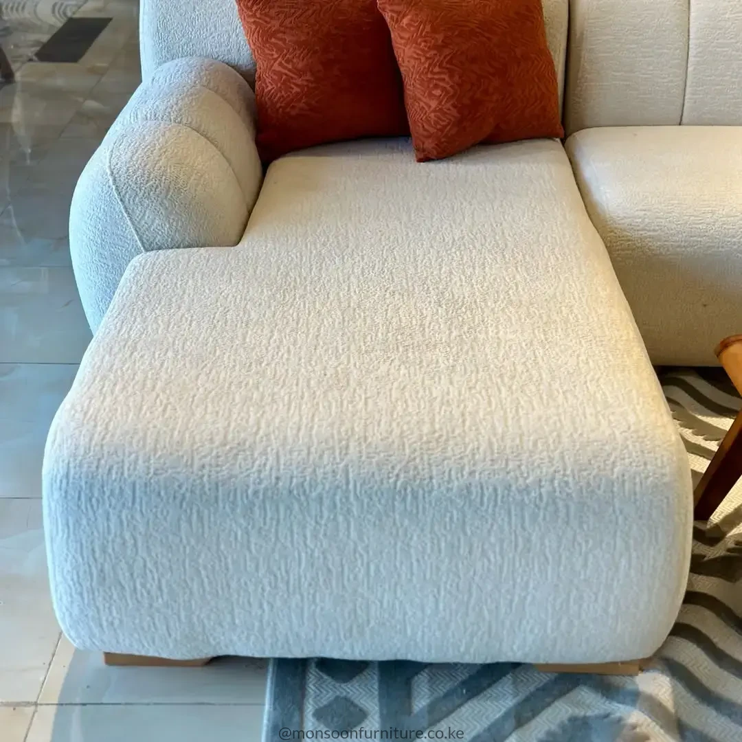 Cream Boucle L Shape Sofa with Chaise - Image 2