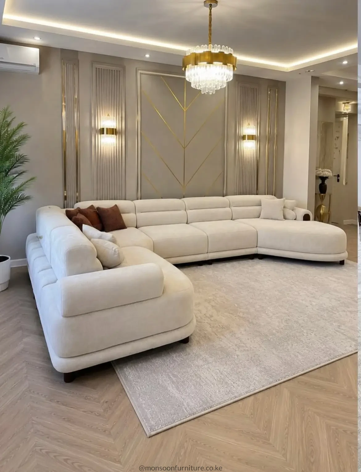 Cream U-Shaped Corner Sofa 4.5×2.6m | Kenya - Image 2