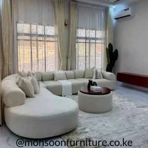 Cream curved modular bouclé lounge sofa for modern living rooms in Kenya