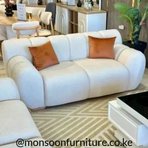 Ivory boucle 2 seater curved sofa for modern living rooms in Kenya