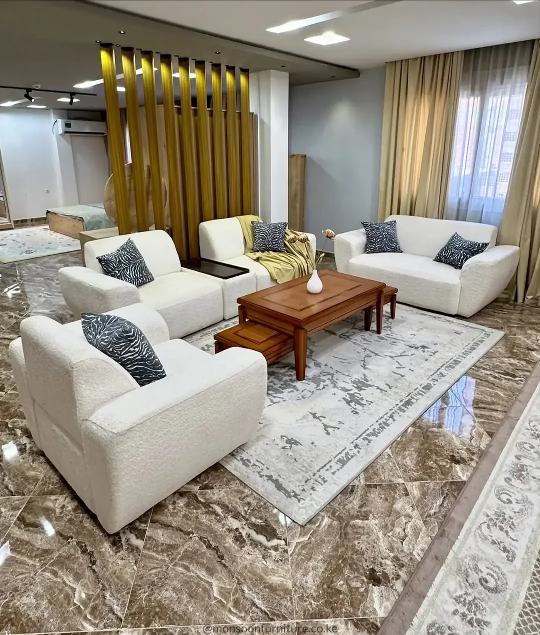 Ivory Bouclé 2 Seater Lounge Sofa - Image 3