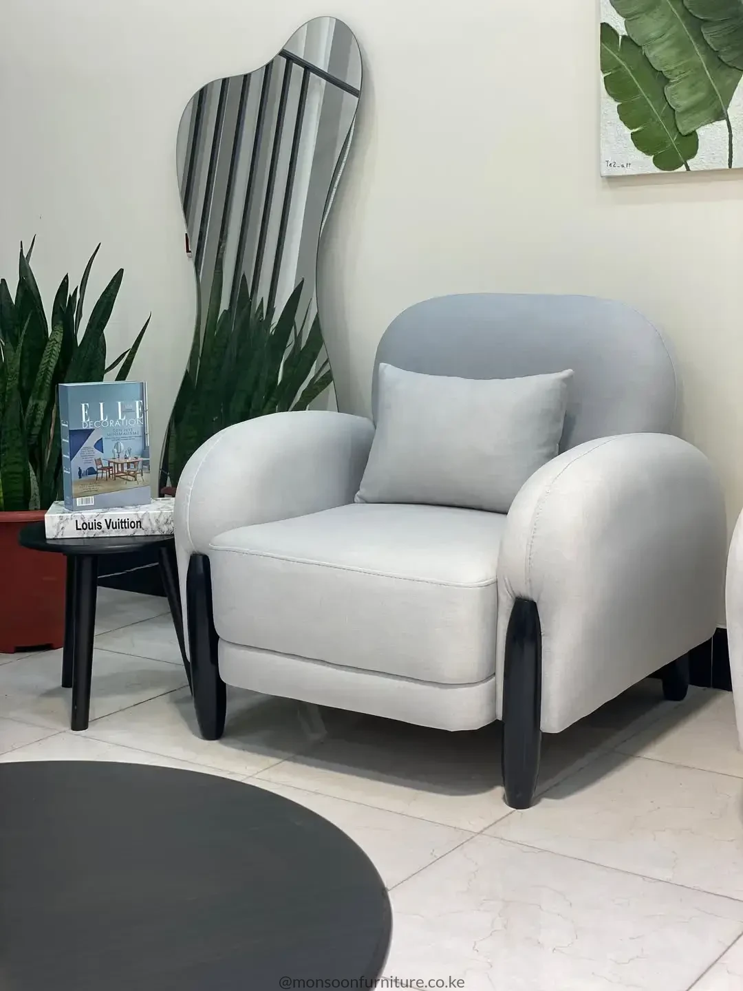 Light Grey Modern 3 Seater Sofa - Image 3