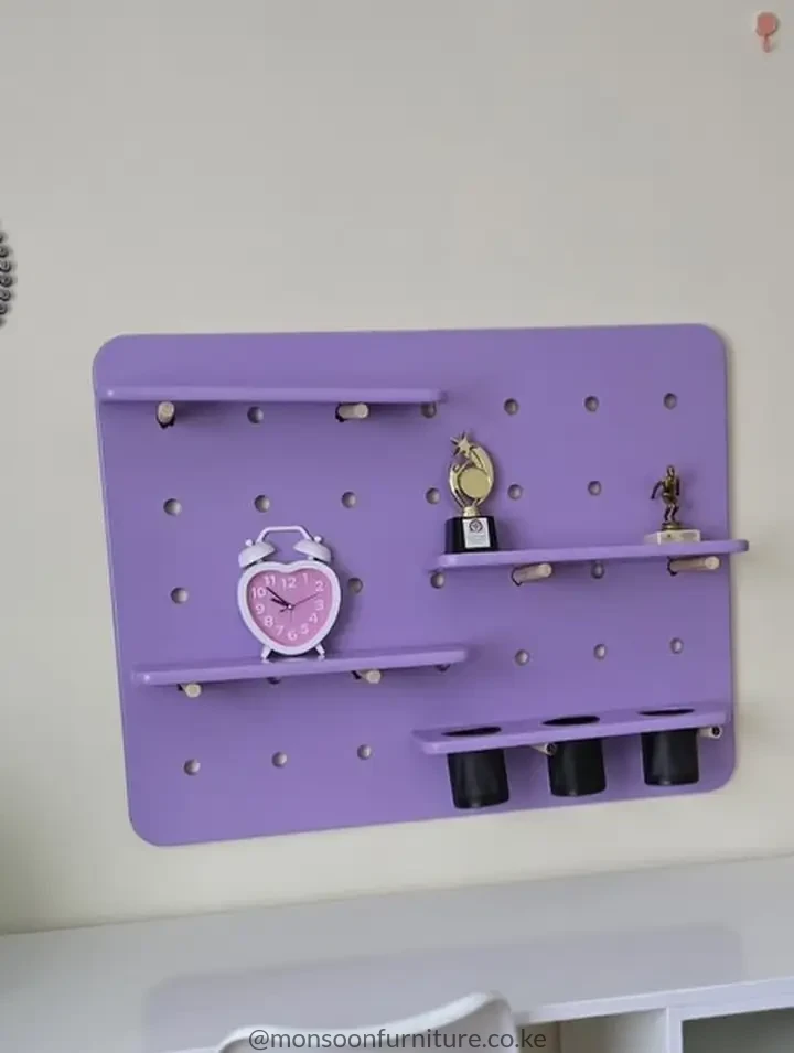 Purple & White Study Desk with Wall Organizer Kenya - Image 3