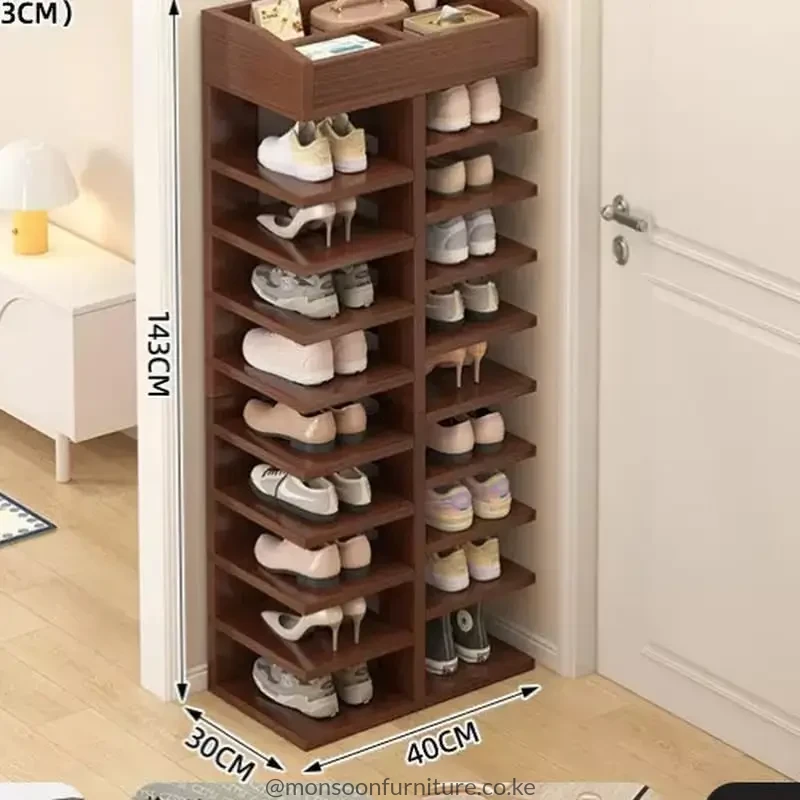 Tall Open Shoe Rack with Drawer Kenya - Image 3