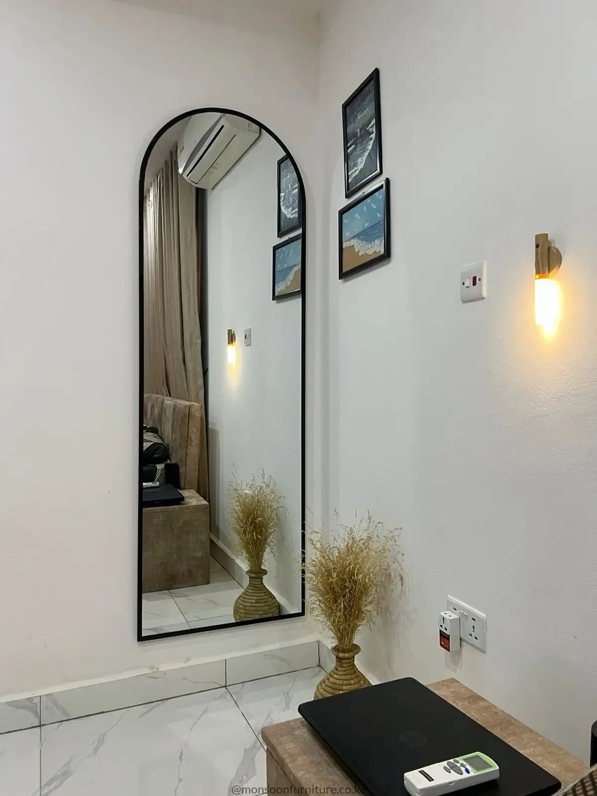 Black Arched Full-Length Floor Mirror Kenya - Image 2
