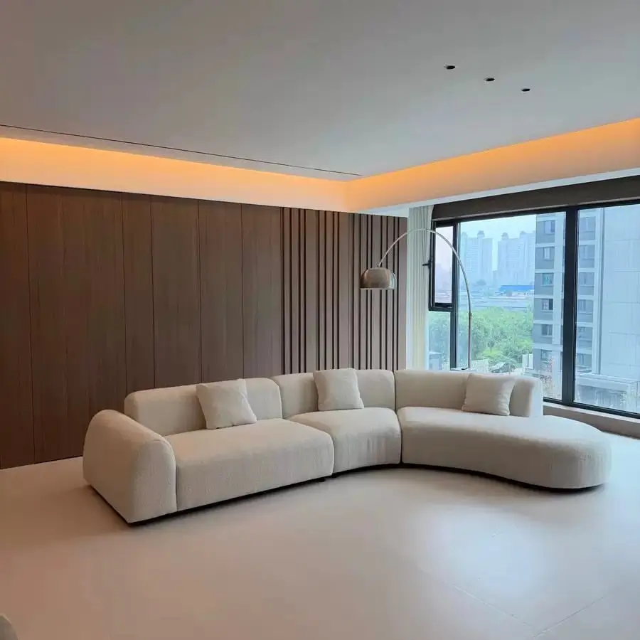 Cream Modular Sectional Sofa with Chaise Kenya - Image 2