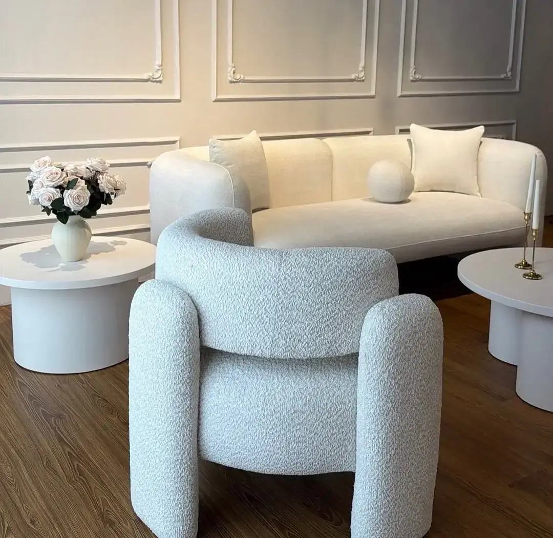 cCream Rounded-Arm Sofa with Pillows Kenya - Image 2