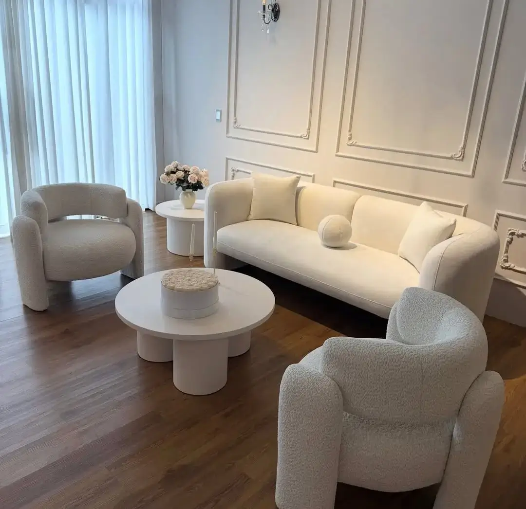 cCream Rounded-Arm Sofa with Pillows Kenya - Image 3
