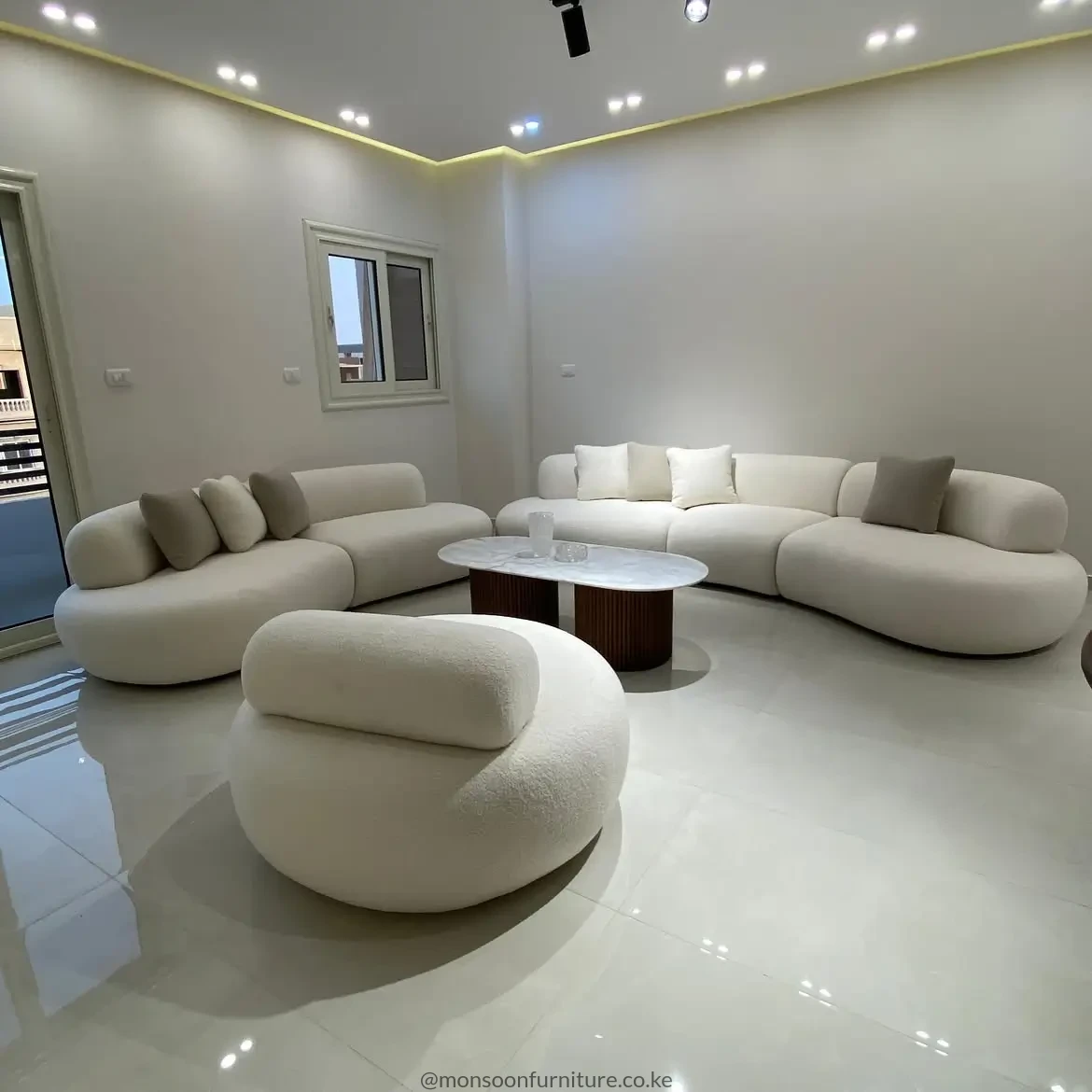 Cream Sculptural Curved Sofa | Kenya - Image 2